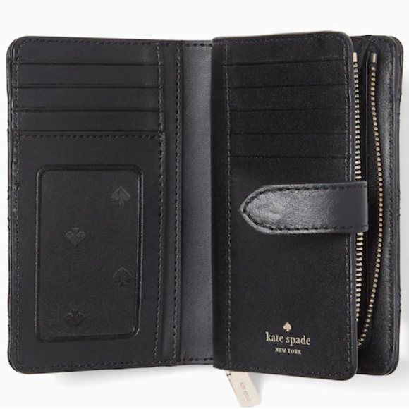 Kate Spade Natalia Medium Compact Bifold Wallet Black - Picture 13 of 13